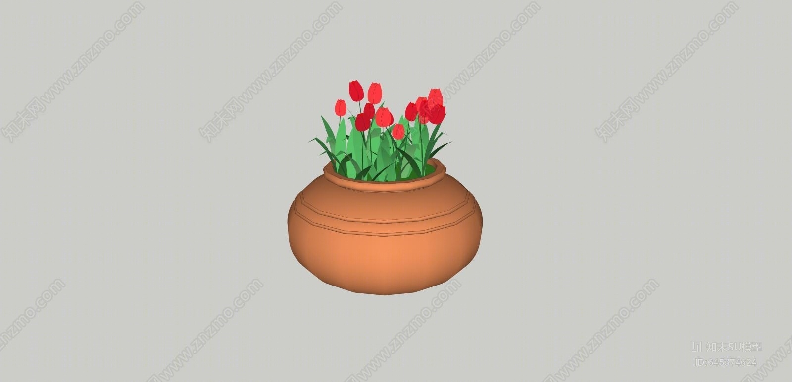 现代景观庭院设计花钵SU模型下载【ID:645374624】