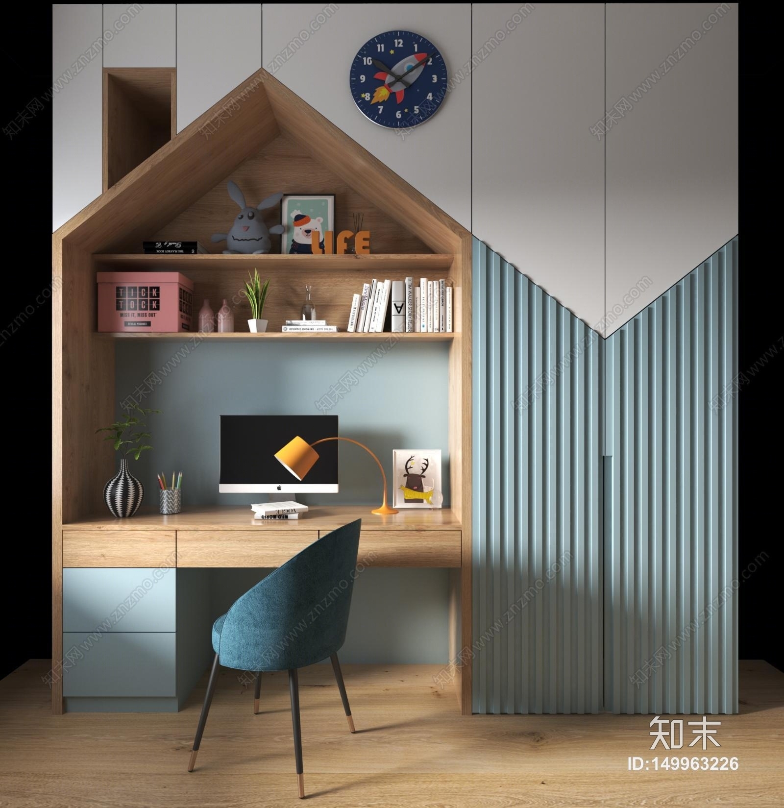 现代儿童房家具组合3D模型下载【ID:149963226】