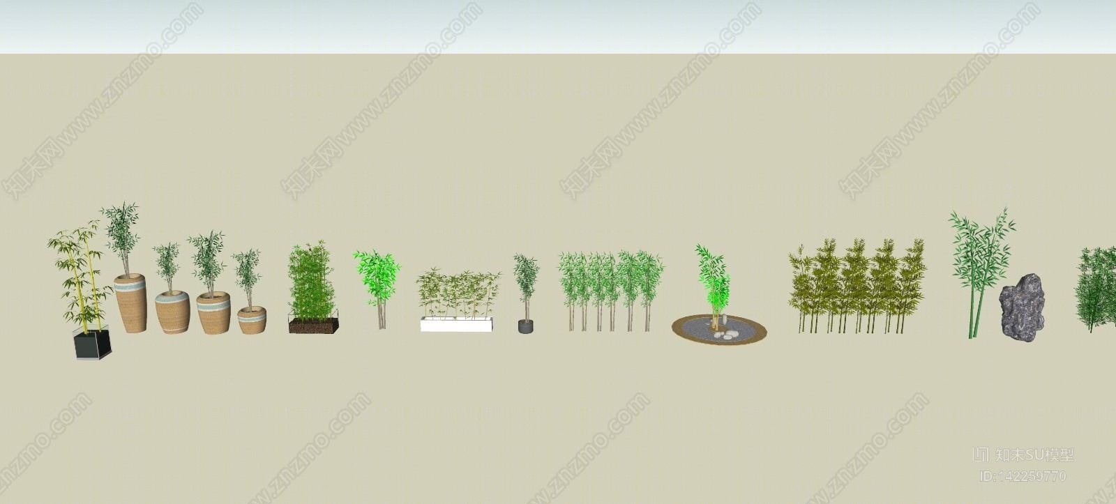 现代竹子SU模型下载【ID:142259770】