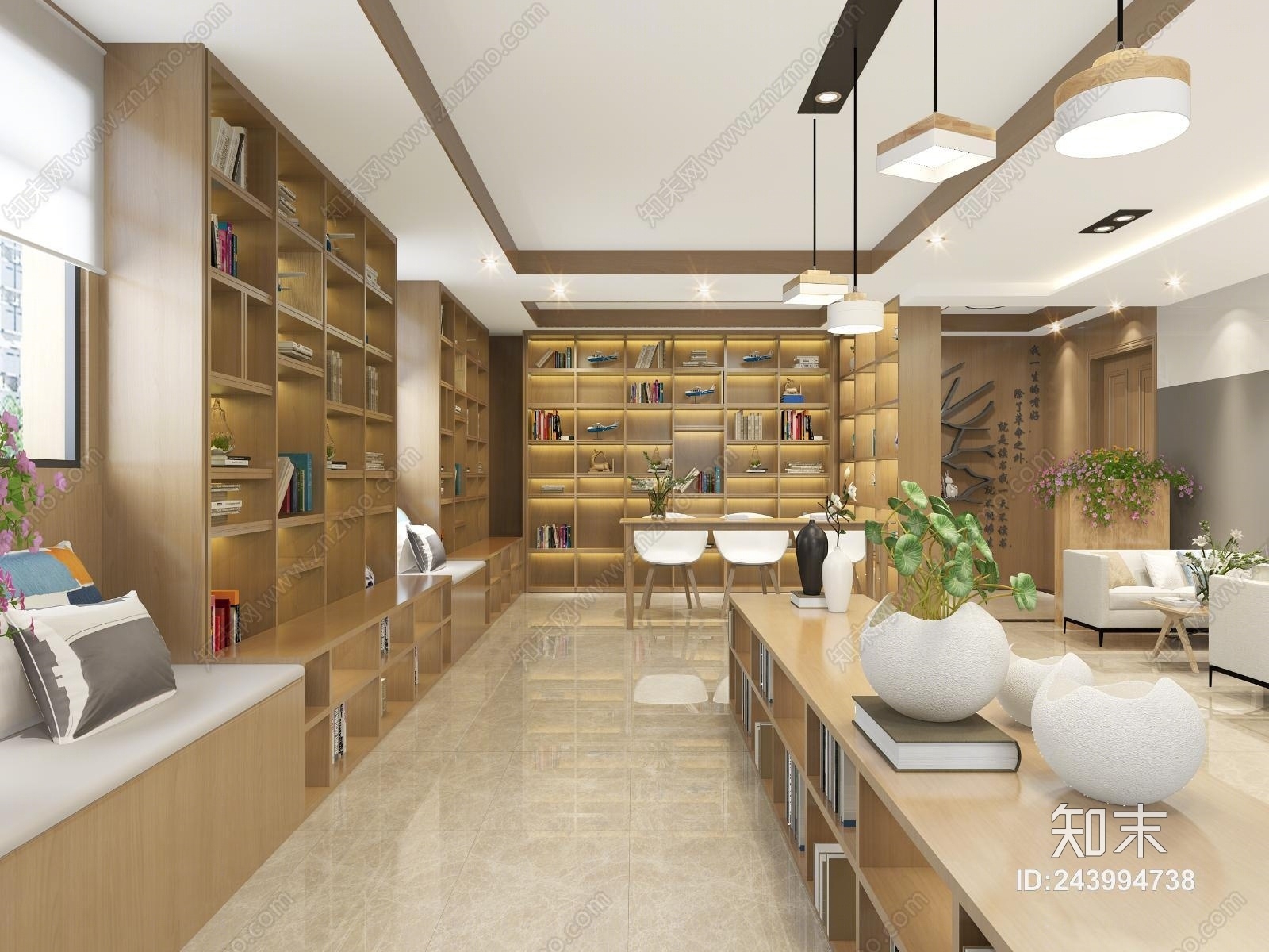 现代休闲书吧3D模型下载【ID:243994738】