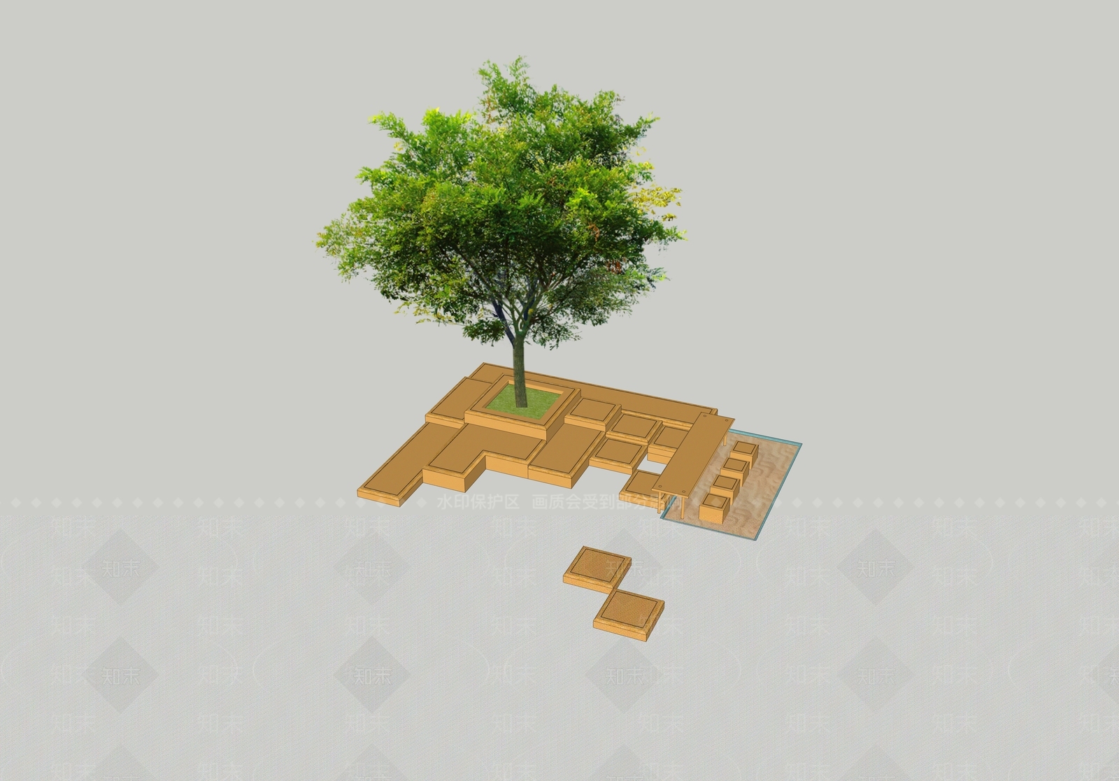 学校公园住宅儿童活动组合种植池座椅SU模型下载【ID:535105403】