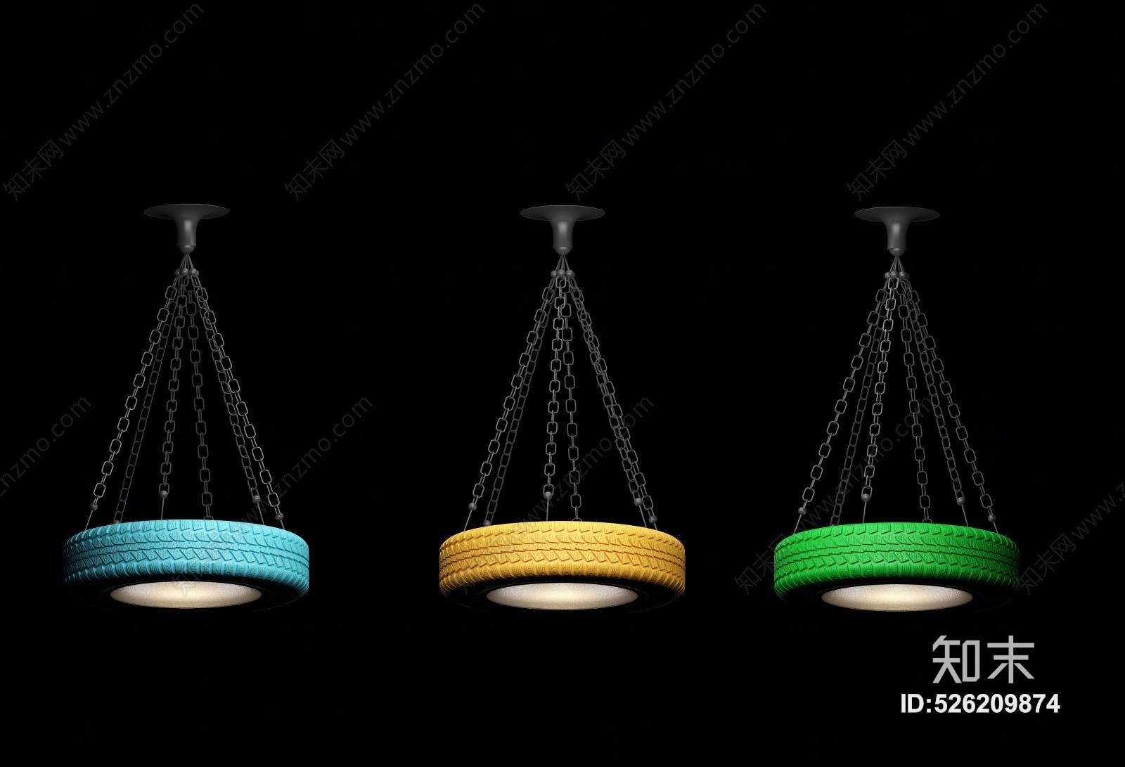 其它工业风轮胎吊灯3D模型下载【ID:526209874】