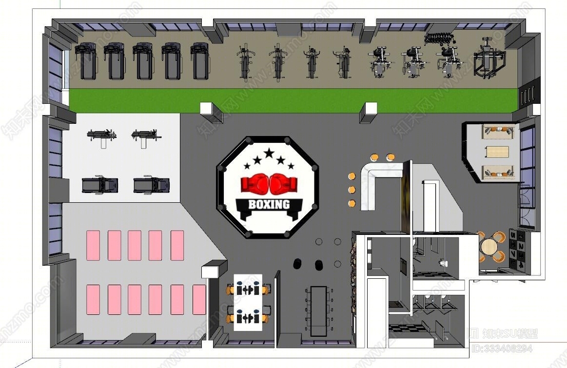 健身房SU模型下载【ID:333408294】