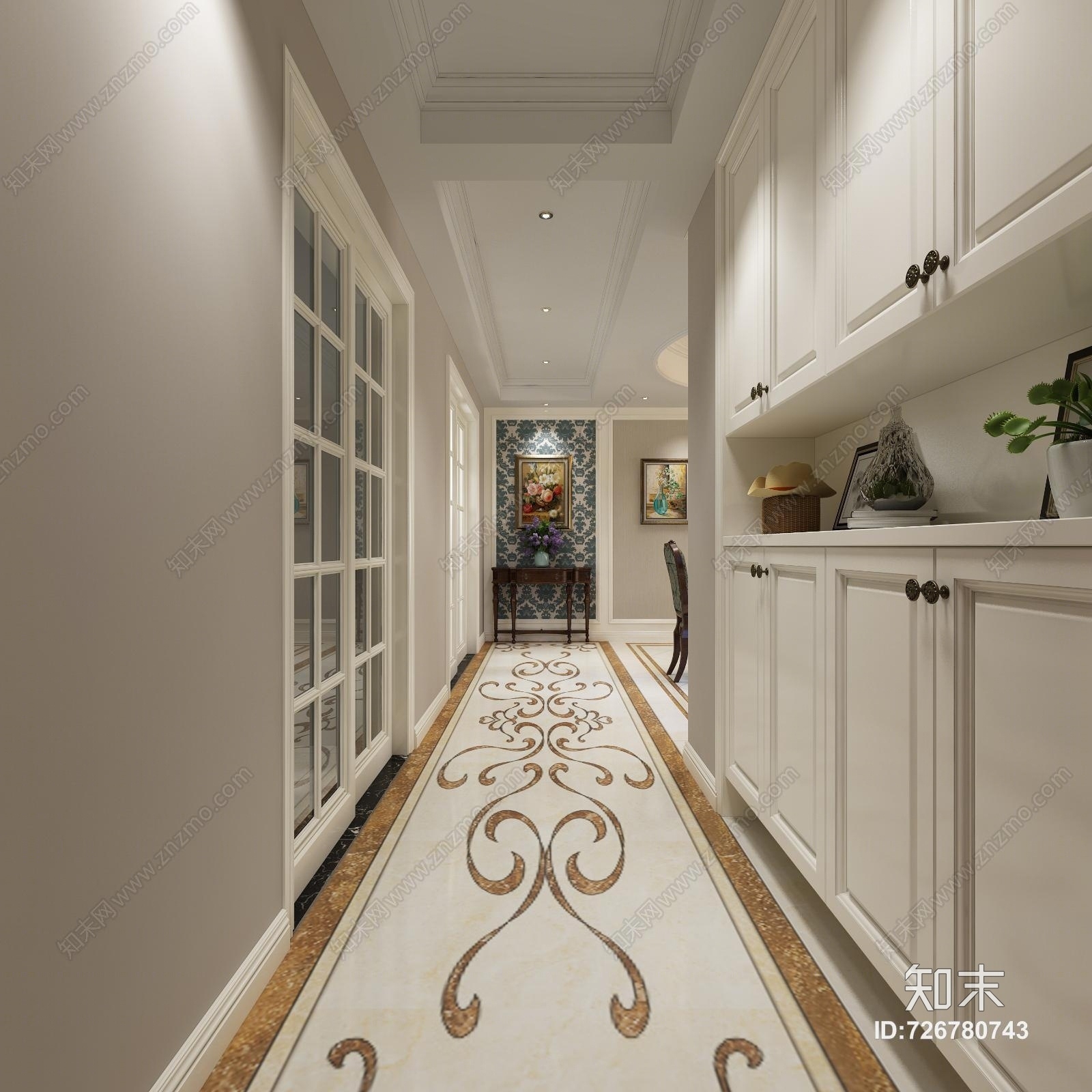 简欧欧式客厅餐厅沙发茶几组合3D模型下载【ID:726780743】