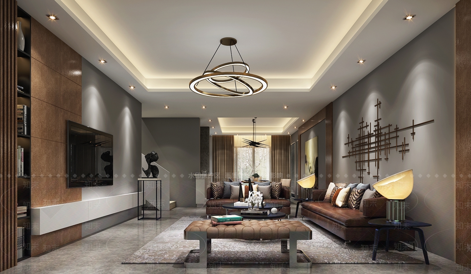 现代工业风客餐厅3D模型下载【ID:833215322】