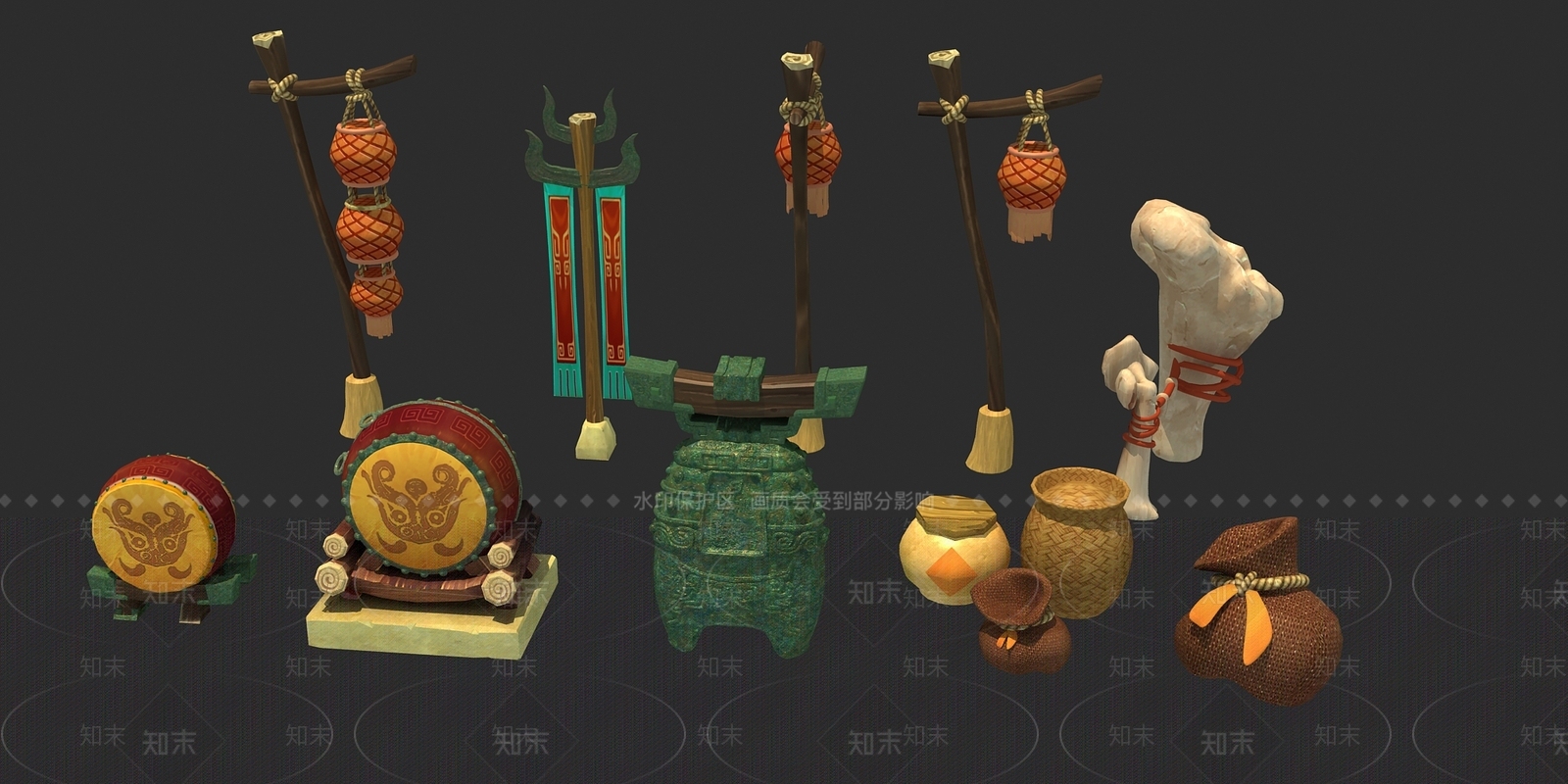 现代游戏灯笼3D模型下载【ID:233609806】