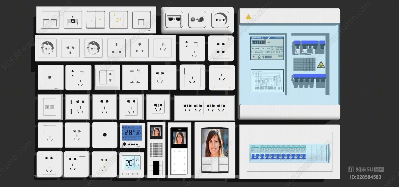 构建五金开关插座SU模型下载【ID:228584583】