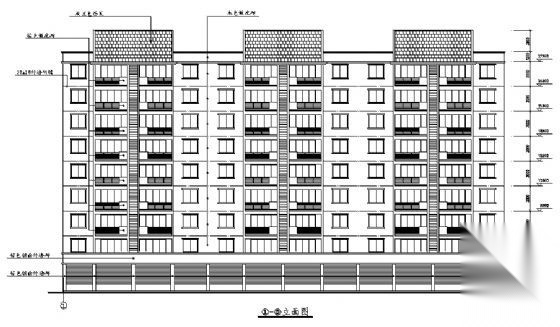 嘉乐云峰阁七层住宅楼建筑施工图cad施工图下载【ID:149550141】