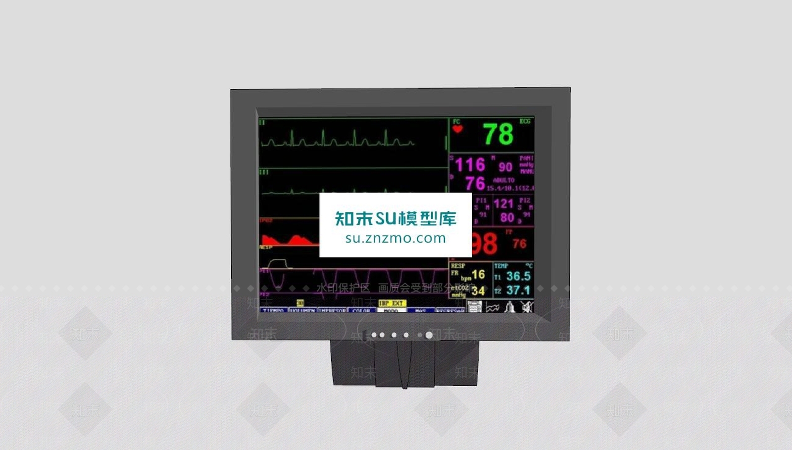 心电监护仪医院医疗器械SU模型下载【ID:172118151】