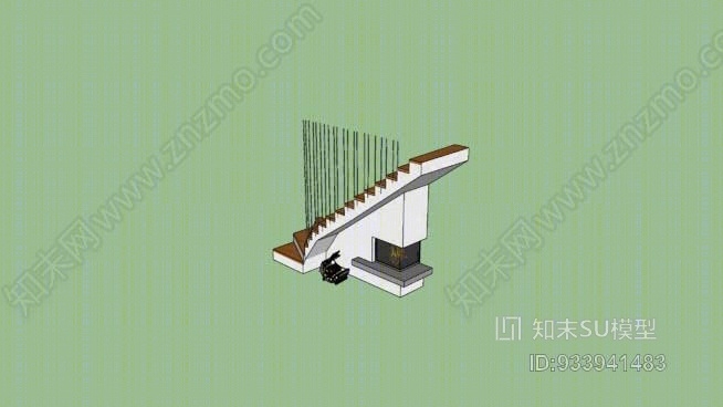 楼梯下的卡门SU模型下载【ID:933941483】