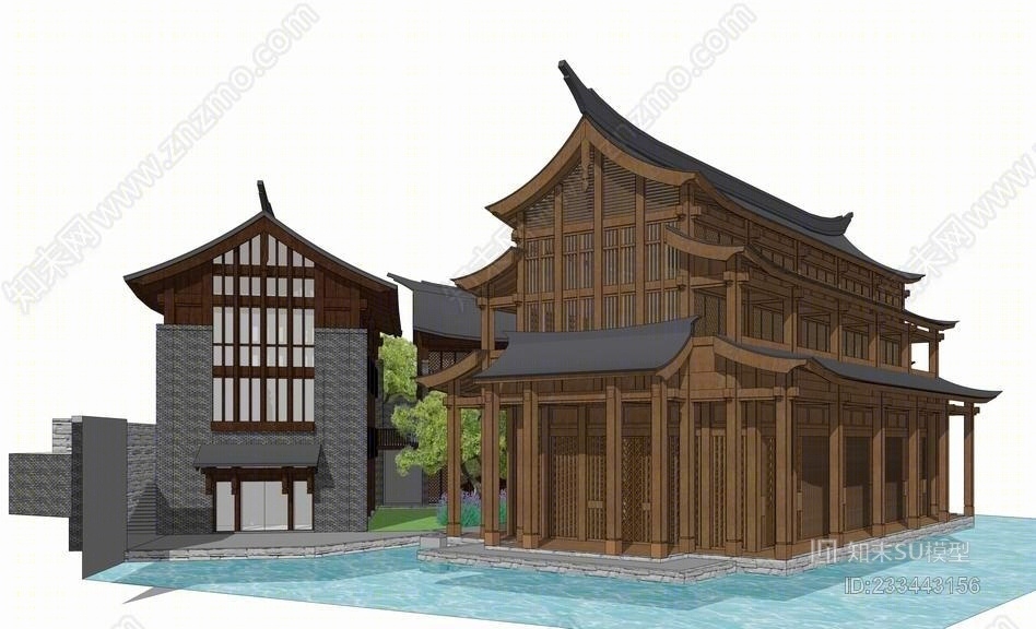 中式民居SU模型下载【ID:233443156】