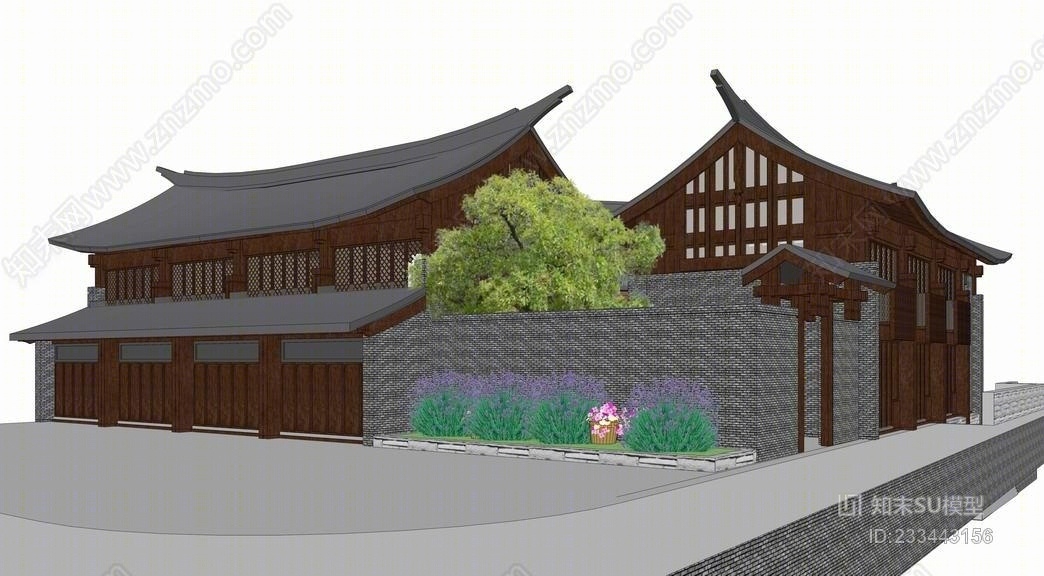 中式民居SU模型下载【ID:233443156】