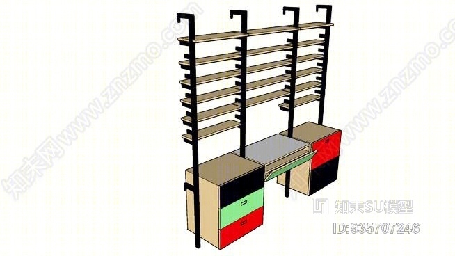 ISS设计模块化搁架-半壁挂式系统-键盘桌SU模型下载【ID:935707246】