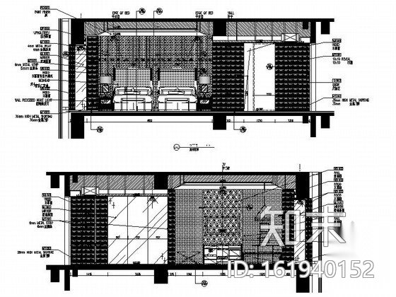 [浙江]五星级商务酒店双人房装修施工图（含效果）cad施工图下载【ID:161940152】