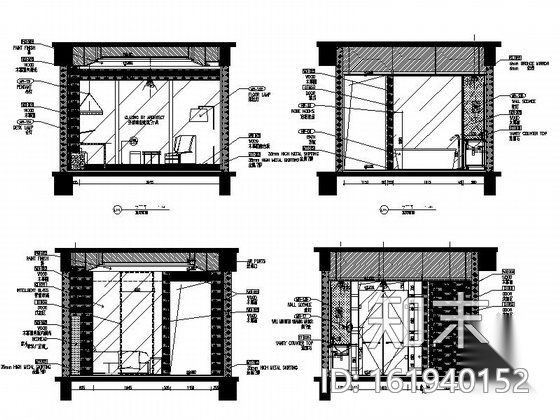 [浙江]五星级商务酒店双人房装修施工图（含效果）cad施工图下载【ID:161940152】