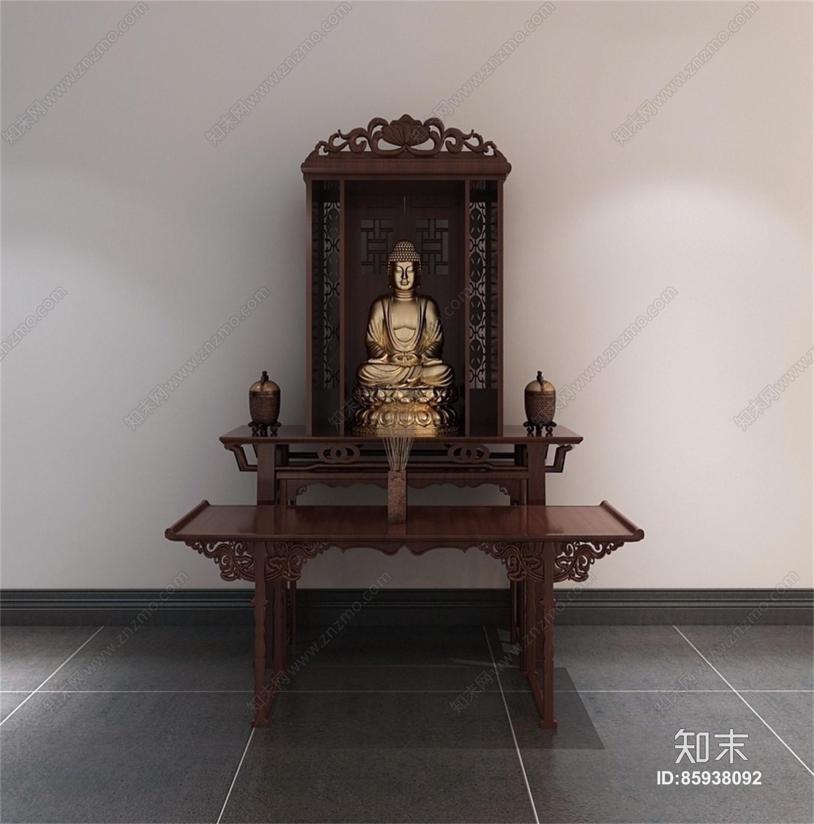 中式佛龛条案组合3D模型下载【ID:85938092】
