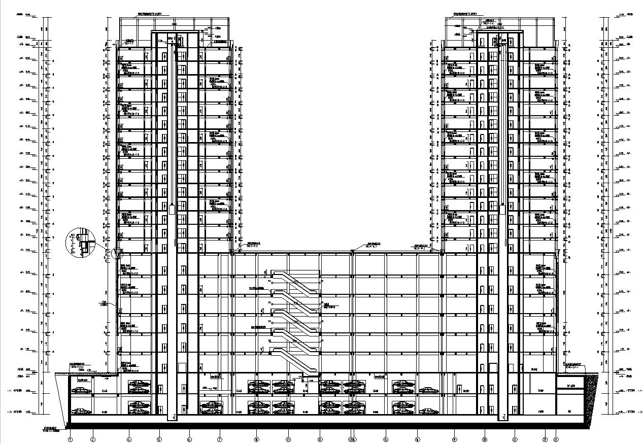 [北京]高层剪力墙结构物流办公中心建筑施工图（含全专...cad施工图下载【ID:166722103】