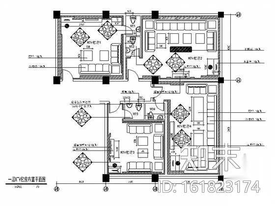 [天津]某知名楼盘酒店KTV包房装修图cad施工图下载【ID:161823174】