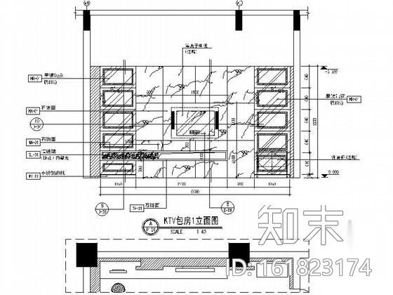 [天津]某知名楼盘酒店KTV包房装修图cad施工图下载【ID:161823174】