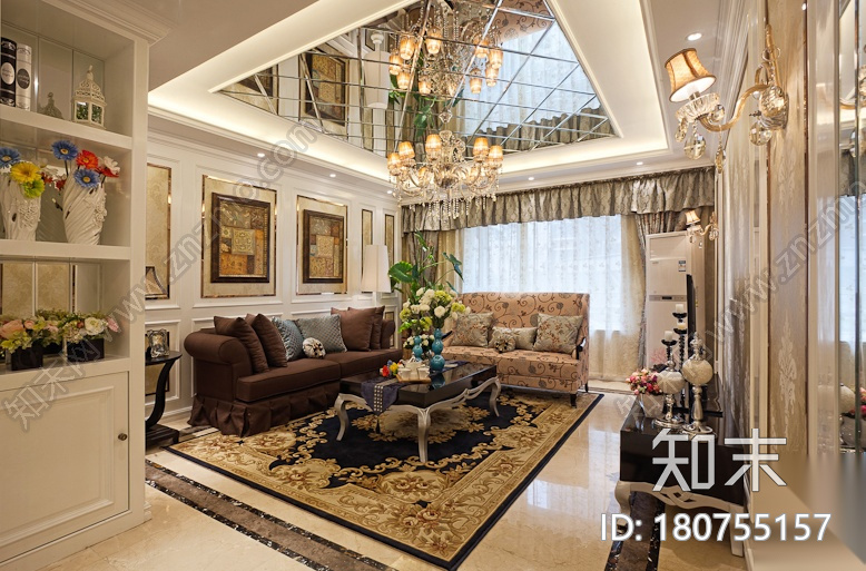 浪漫法式风格星河上城样板间设计施工图（附效果图）施工图下载【ID:180755157】