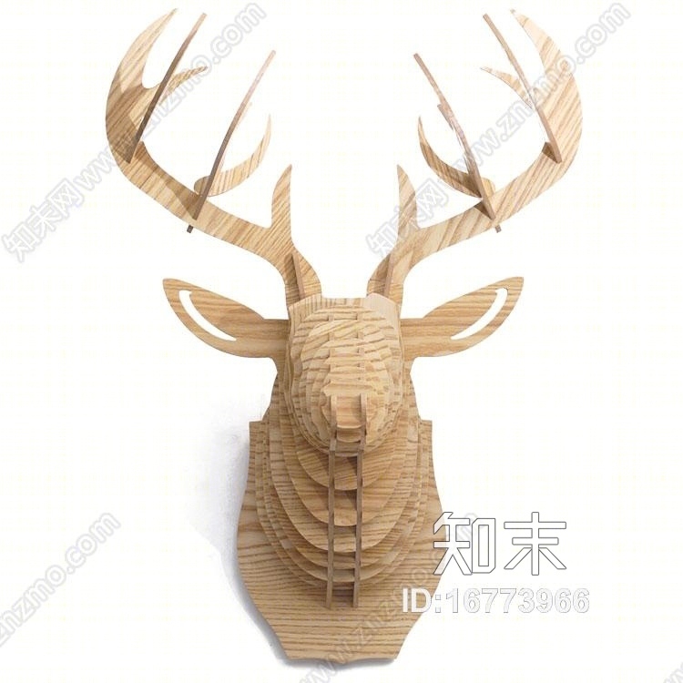 北欧鹿头墙面装饰3D模型下载【ID:16773966】