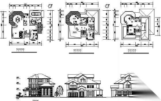 某三层别墅（D5型）建筑方案图cad施工图下载【ID:149919103】