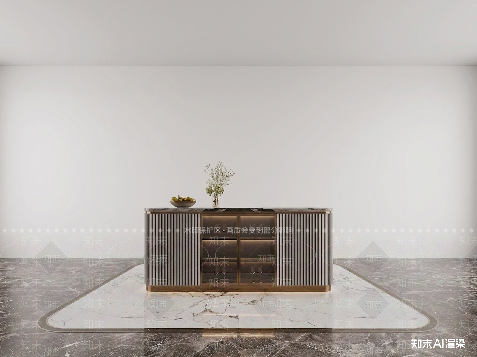组合式中岛台餐边柜3D模型下载【ID:1227391300】