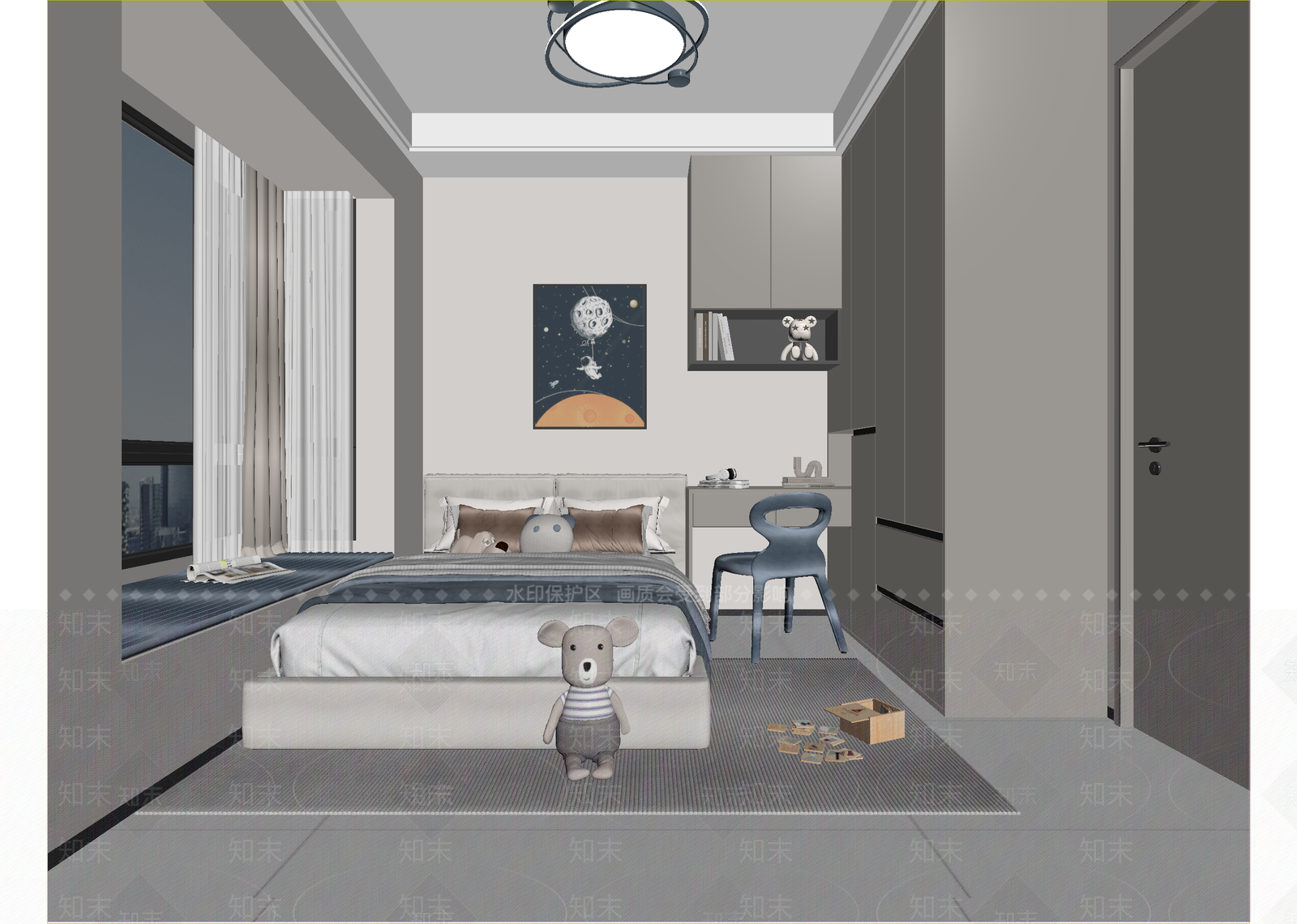 现代通用儿童房3D模型下载【ID:1215171542】