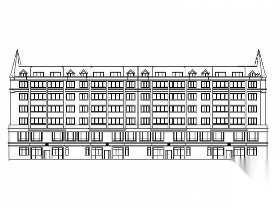 [黑龙江]某六层欧式风格商住楼建筑施工图cad施工图下载【ID:166309117】