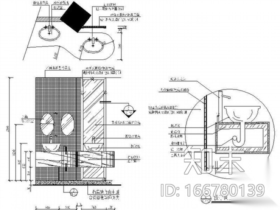 休闲俱乐部卫生间装修图cad施工图下载【ID:166780139】