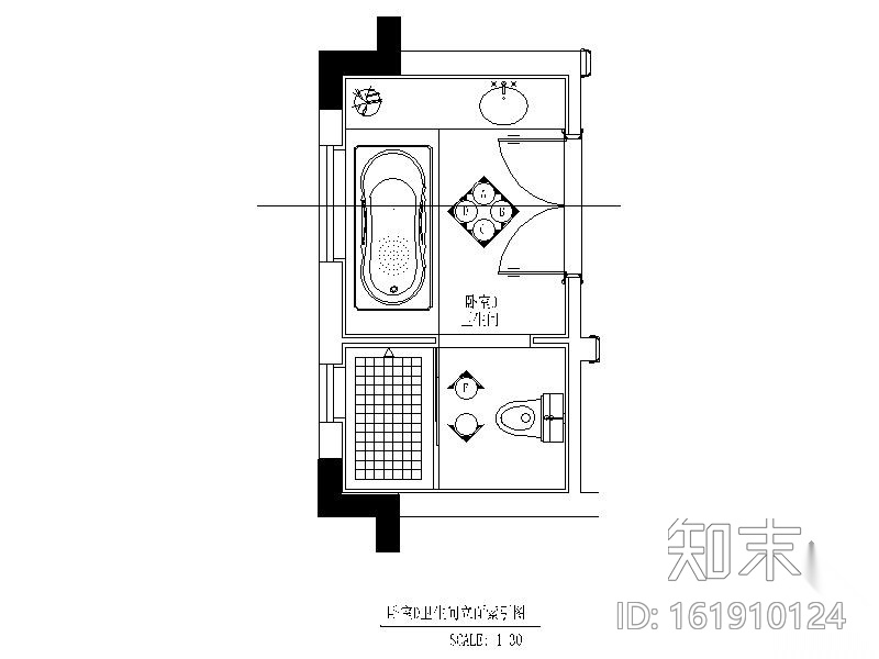 别墅卫生间装修施工图施工图下载【ID:161910124】