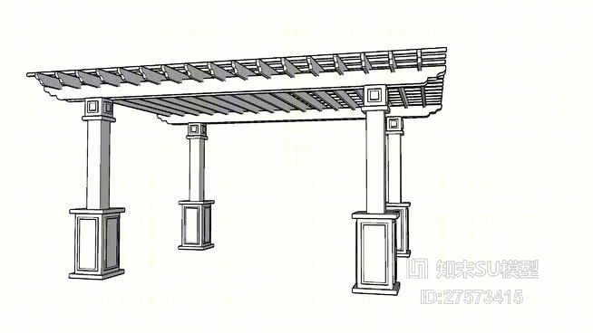 廊架SU模型下载【ID:419279771】