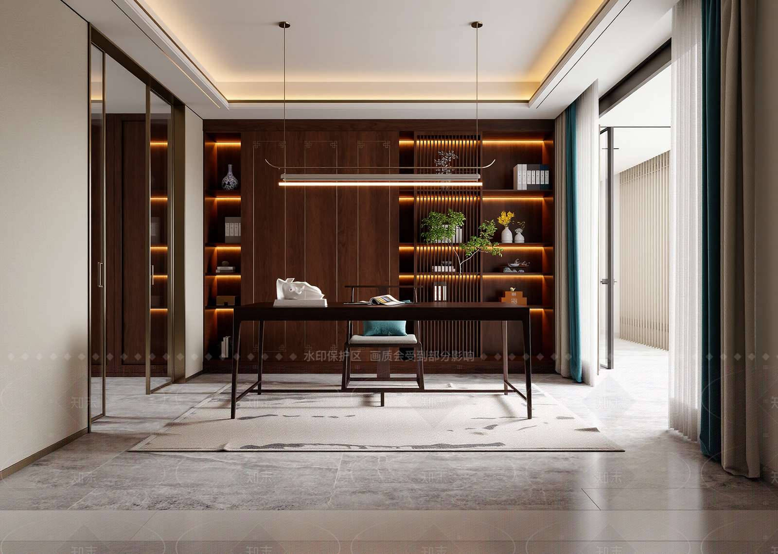 中式书房3D模型下载【ID:1214621956】