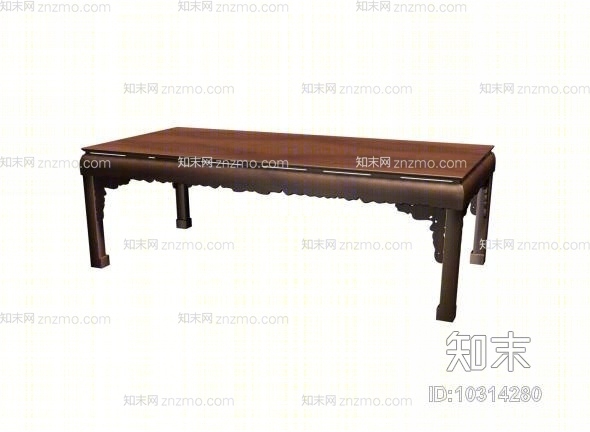 传统中式原木色长方形木艺餐桌3D模型下载【ID:10314280】
