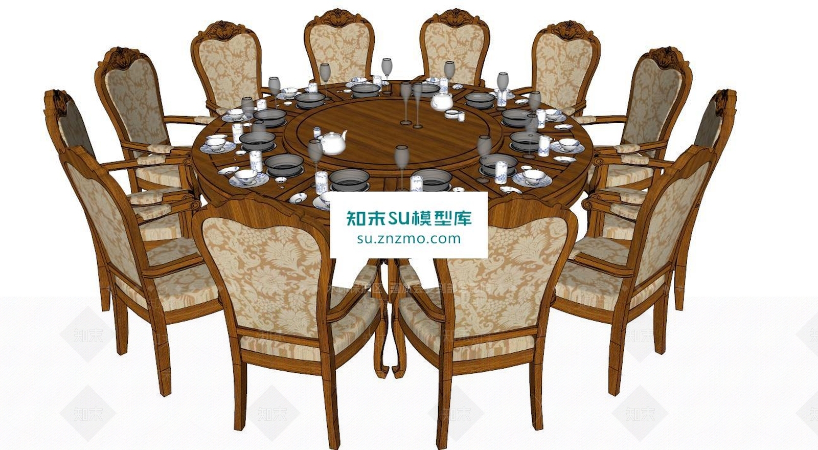 圆桌SU模型下载【ID:168422122】