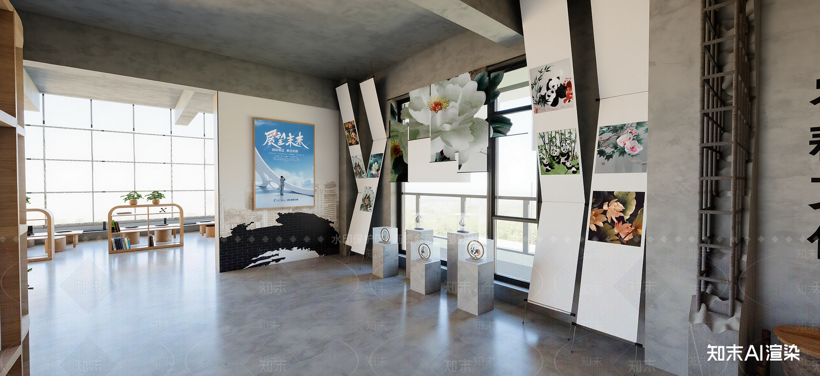 现代艺术展厅SU模型下载【ID:1222127633】
