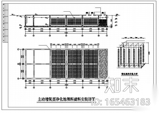 浙江某县主动增氧型净化池+人工湿地处理农村生活污水工...cad施工图下载【ID:165463183】