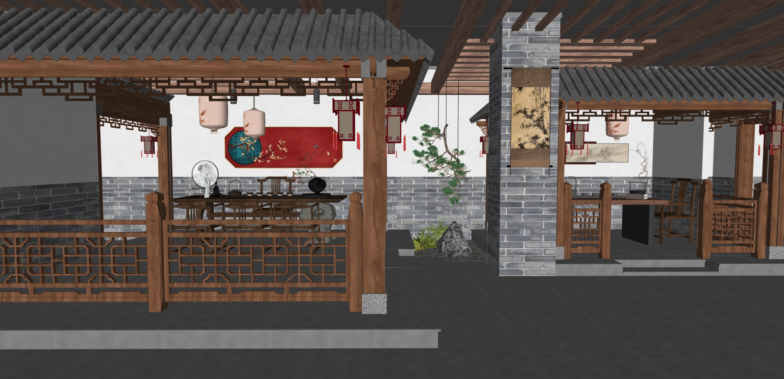 中式门头SU模型下载【ID:1215934912】