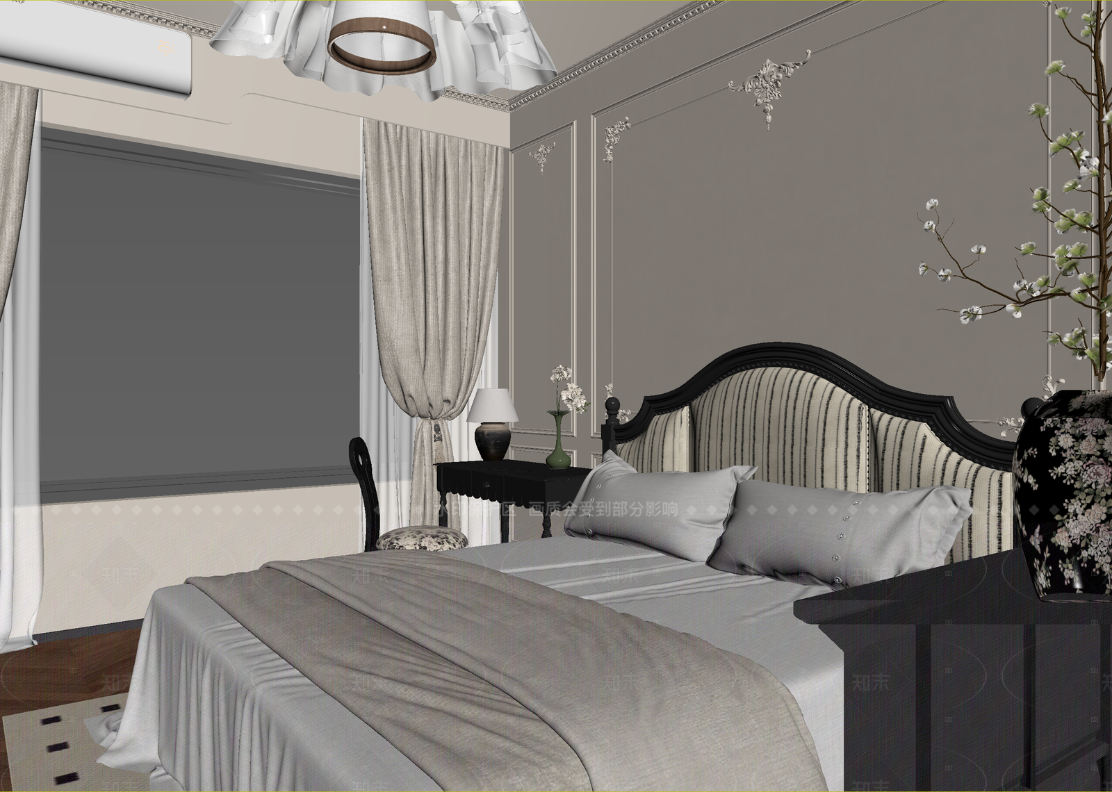 法式酒店客房3D模型下载【ID:1215920294】