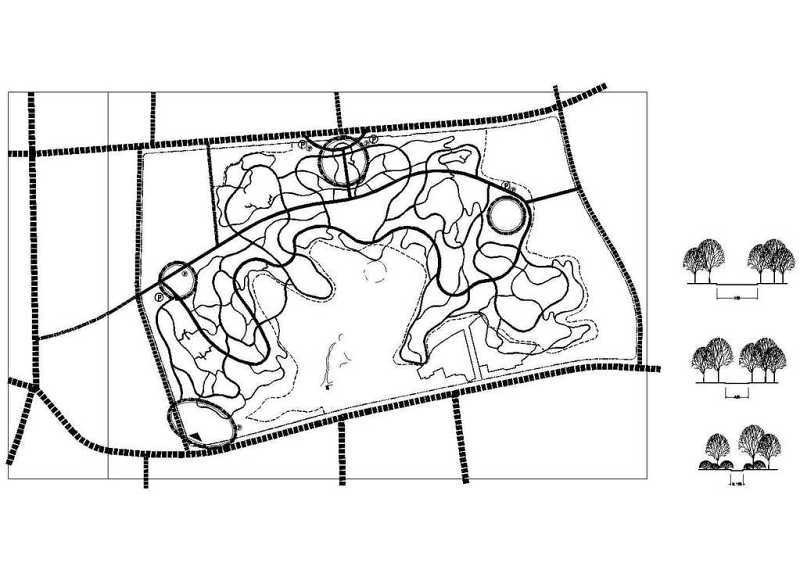 县城某公园道路分析CAD图纸cad施工图下载【ID:149628116】
