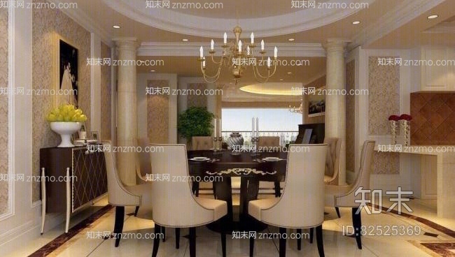 别墅餐厅113D模型下载【ID:82525369】