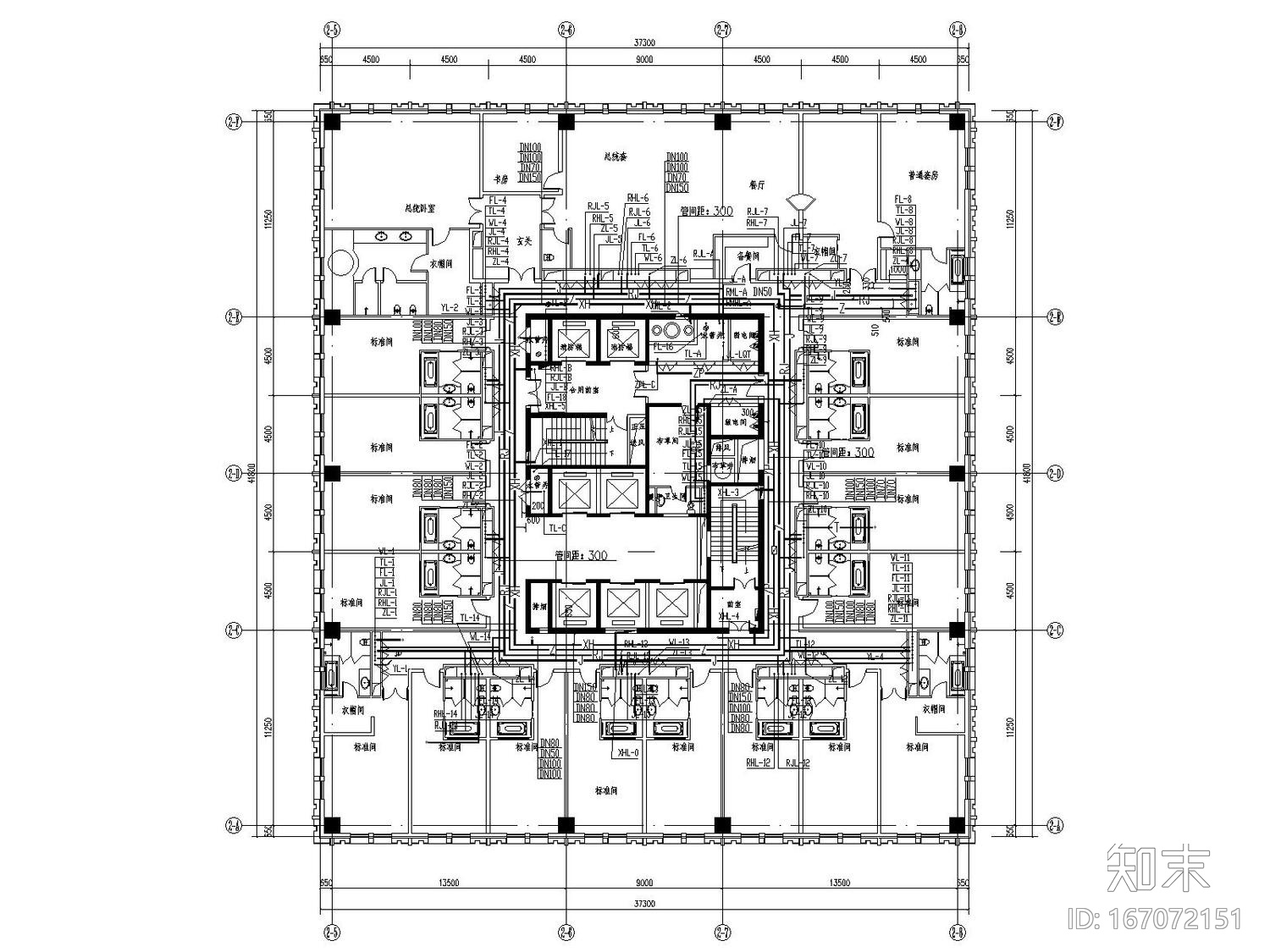 [赤峰]知名地产广场20层五星级酒店给排水热水中水消防施工图下载【ID:167072151】