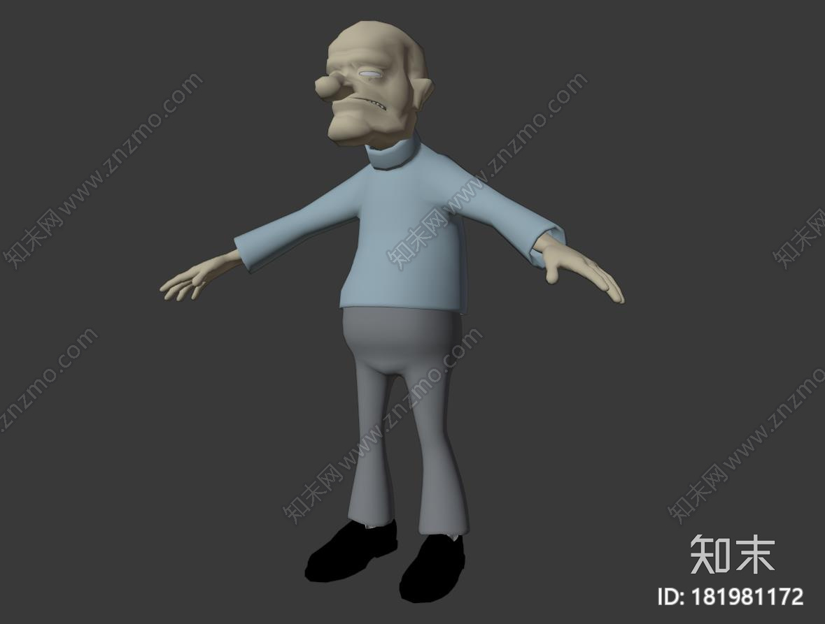 卡通秃头老人CG模型下载【ID:181981172】