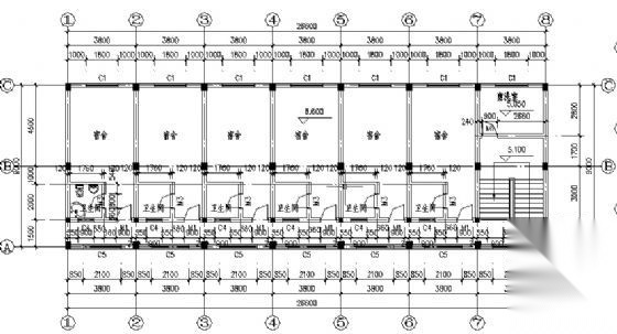江苏省某三层宿舍建筑施工图cad施工图下载【ID:149851148】