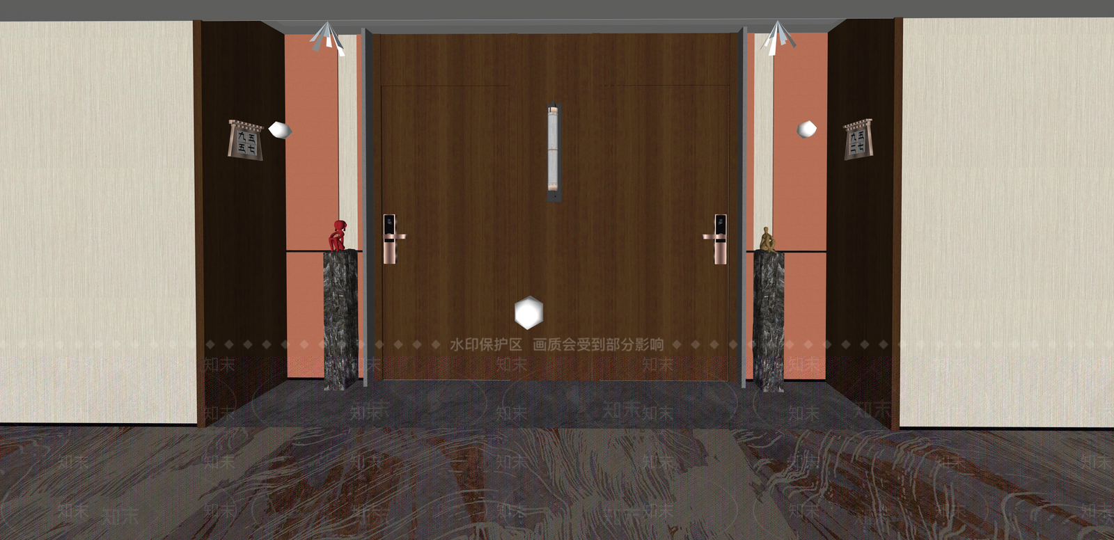 新中式酒店客房SU模型下载【ID:1215202489】