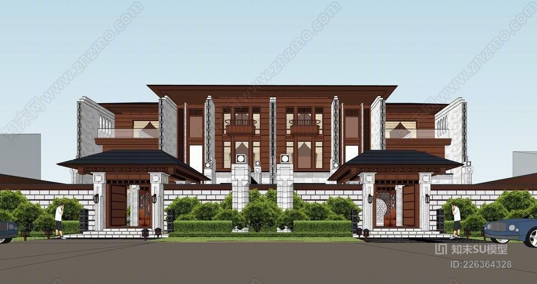 中式别墅SU模型下载【ID:226364328】