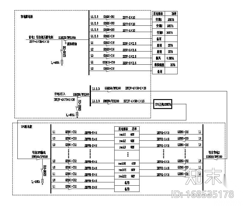 数据机房配电系统图施工图下载【ID:168535178】