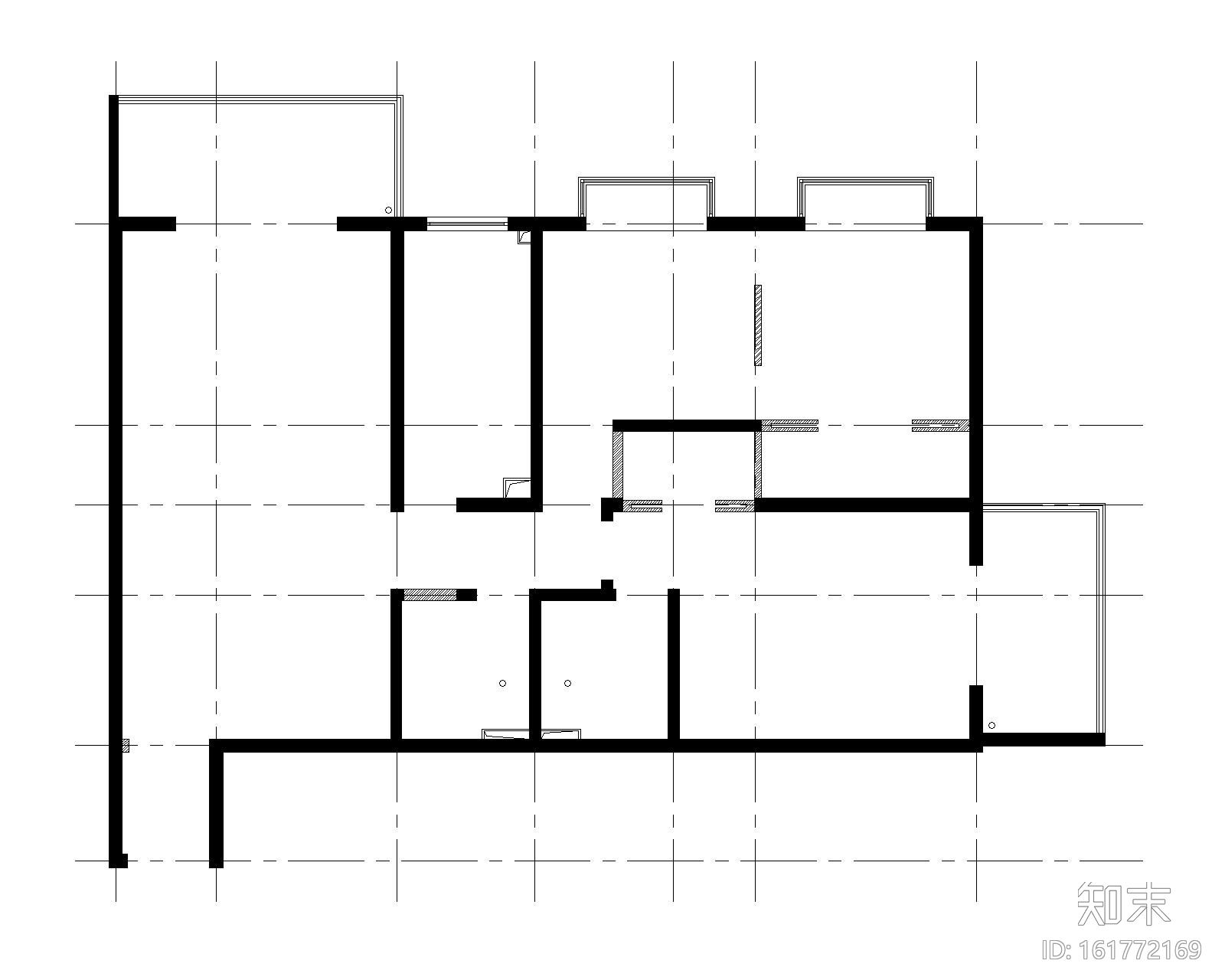 三居室改造成大两居室的改装方案（附施工图＋效果图）cad施工图下载【ID:161772169】