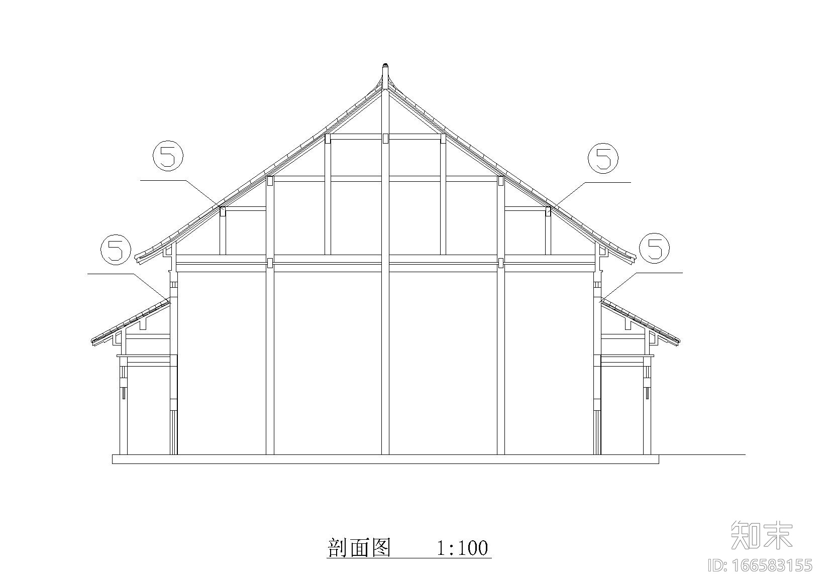 [河北]寺庙大雄宝殿一层砖混框架结构施工图cad施工图下载【ID:166583155】