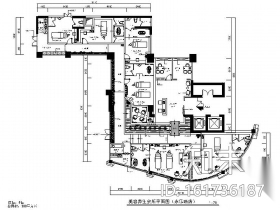 特色雅致时尚美容养生会所室内装修施工图cad施工图下载【ID:161736187】